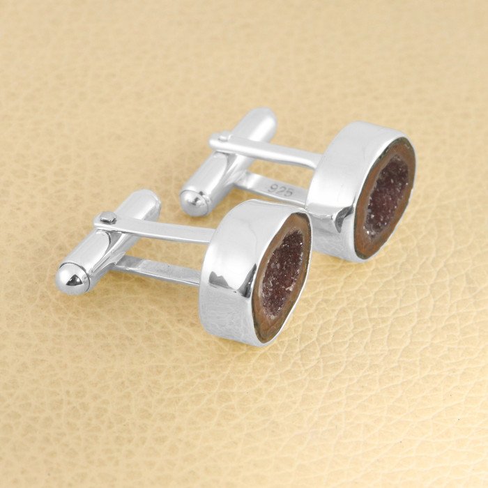 Tabasco Geode Cuff links 925 Sterling Silver Cufflinks for Men