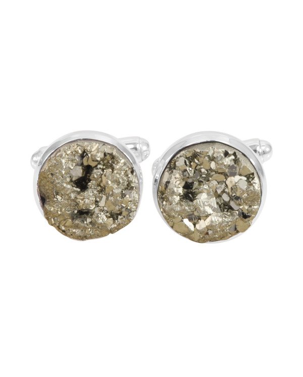 Pyrite Cufflinks 925 Sterling Silver Cufflinks for Men