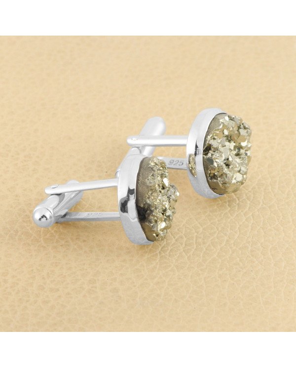 Pyrite Cufflinks 925 Sterling Silver Cufflinks for Men