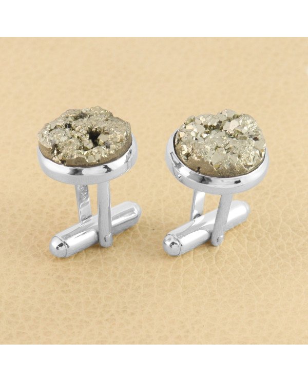 Pyrite Cufflinks 925 Sterling Silver Cufflinks for Men