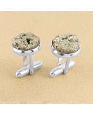Pyrite Cufflinks 925 Sterling Silver Cufflinks for Men