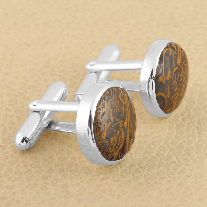 Mariam Jasper Cuff links 925 Sterling Silver Cufflinks for Men