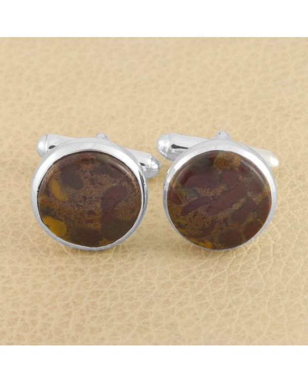 Fruit Jasper Cufflinks 925 Sterling Silver Cufflinks for Men