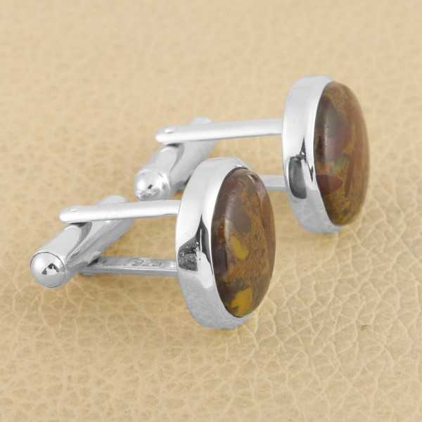 Fruit Jasper Cufflinks 925 Sterling Silver Cufflinks for Men