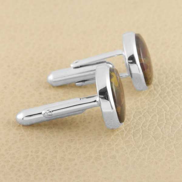 Fruit Jasper Cufflinks 925 Sterling Silver Cufflinks for Men