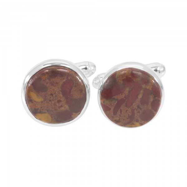 Fruit Jasper Cufflinks 925 Sterling Silver Cufflinks for Men