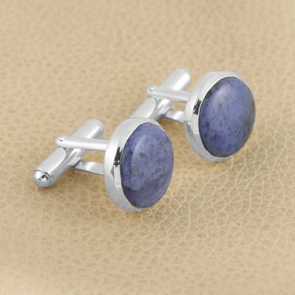 Dumortirite Cufflinks 925 Sterling Silver Cufflinks for Men