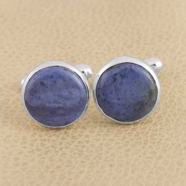 Dumortirite Cufflinks 925 Sterling Silver Cufflinks for Men