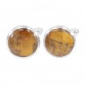 Yellow Pietersite Cufflinks 925 Sterling Silver Cufflinks for Men