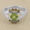 Peridot and Citrine Gemstone Sterling Silver Engagement Ring