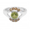 Peridot and Citrine Gemstone Sterling Silver Engagement Ring