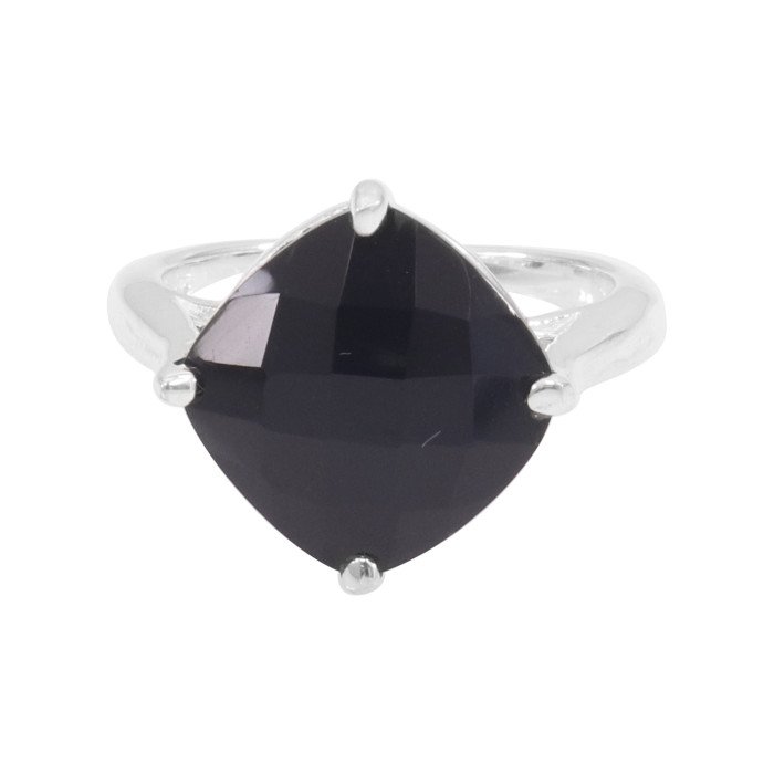 Natural Black Onyx Sterling Silver Ring for Him
