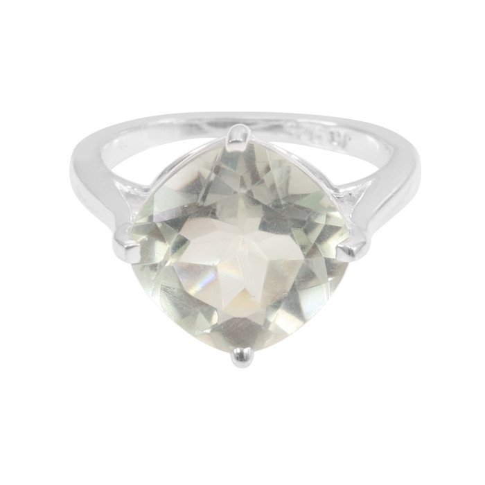 Solid 925 Sterling Silver Natural Green Amethyst Gemstone Ring for Him