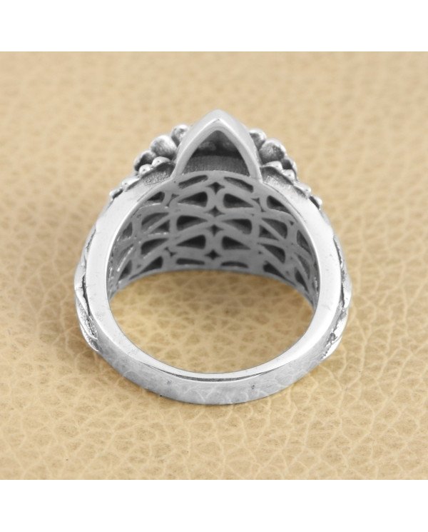 Eagle Skull Gemstone Purple Amethyst 925 Sterling Silver Skull Ring