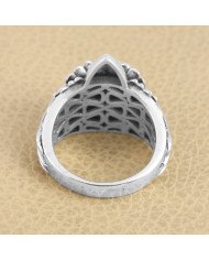 Eagle Skull Gemstone Purple Amethyst 925 Sterling Silver Skull Ring