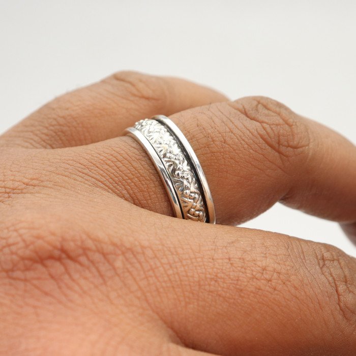 Thumb Rings 925 Sterling Silver Spinner Ring for Him and Her