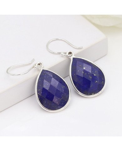 925 Sterling Silver Handmade Lapis Lazuli Dangle Earrings – Oval Blue Gemstone, Nickel-Free, Natural Stone, Made In India