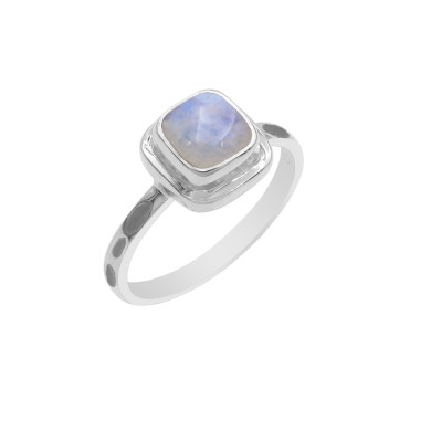 Rainbow Moonstone Cushion Shape Ring 925 Sterling Silver Handmade Jewelry Gift for Her