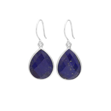 Lapis Lazuli 26.0 Ctw Pear Shaped Earrings for Women 925 Sterling Silver Teardrop Dangle Handmade Gemstone Gift