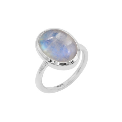 925 Sterling Silver Rainbow Moonstone Oval Shape Statement Ring for Her