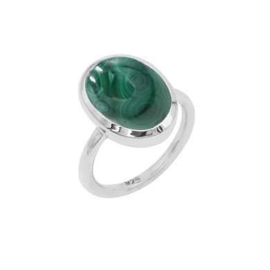 Green Malachite Ring for Women Oval 10x14mm Gemstone in 925 Sterling Silver Handmade Statement Jewelry Gift