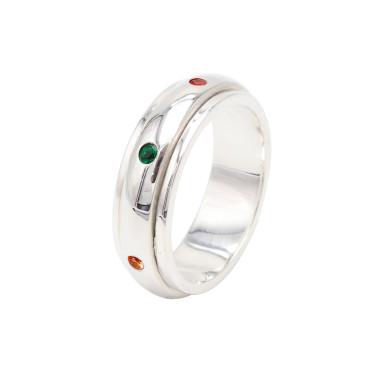 925 Sterling Silver 7 Chakra Spinner Ring Anxiety Relief Meditation Ring for Women & Men