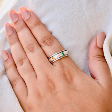 925 Sterling Silver 7 Chakra Spinner Ring Anxiety Relief Meditation Ring for Women & Men