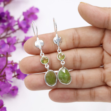 August Birthstone Earrings 925 Sterling Silver Earrings Peridot Earrings