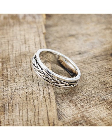 925 Sterling Silver Rope Design Spinner Ring Fashionable Meditation Ring for Men and Women