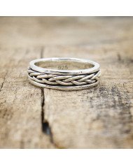 925 Sterling Silver Rope Design Spinner Ring Fashionable Meditation Ring for Men and Women