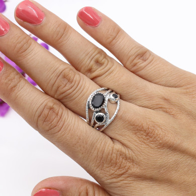 Black Onyx Ring 925 Sterling Silver Vintage Style Handmade Statement Ring