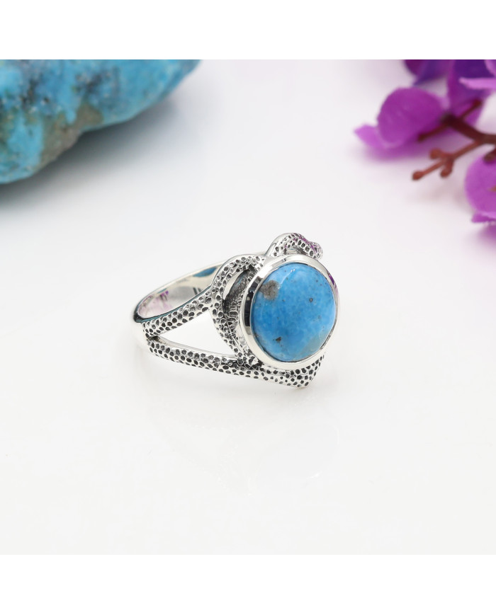 Natural Arizona Turquoise Ring in 925 Sterling Silver Boho Statement Gemstone Ring