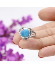 Natural Arizona Turquoise Ring in 925 Sterling Silver Boho Statement Gemstone Ring