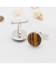925 Sterling Silver Tiger Eye Cufflinks for Men