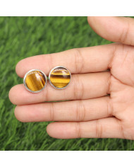 925 Sterling Silver Tiger Eye Cufflinks for Men