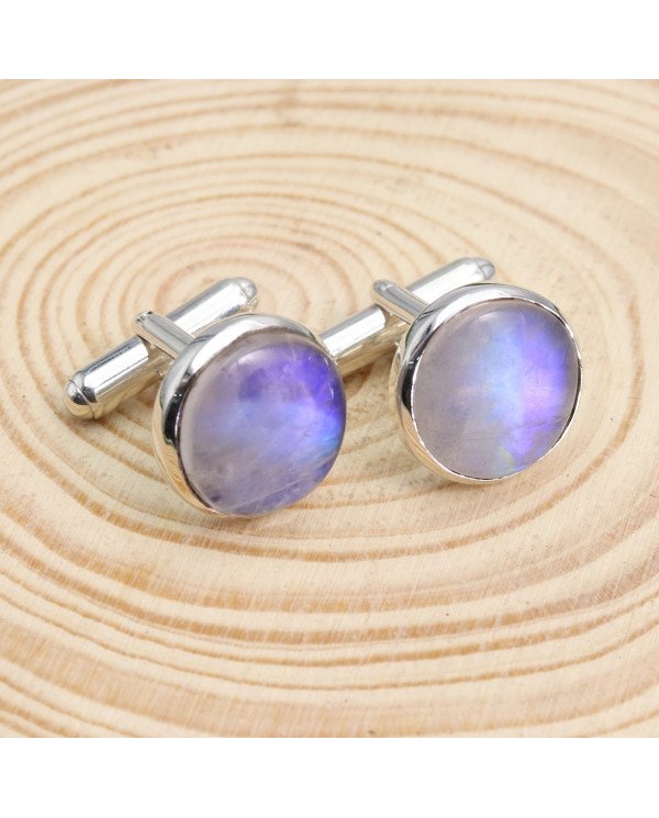 Moonstone Cufflinks 925 Sterling Silver Cufflinks for Men