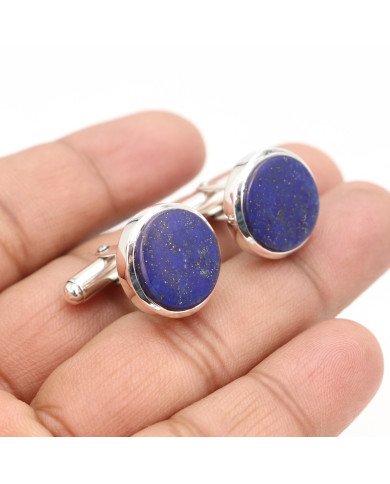 Lapis Lazuli Cufflinks 925 Sterling Silver Cufflinks for Men