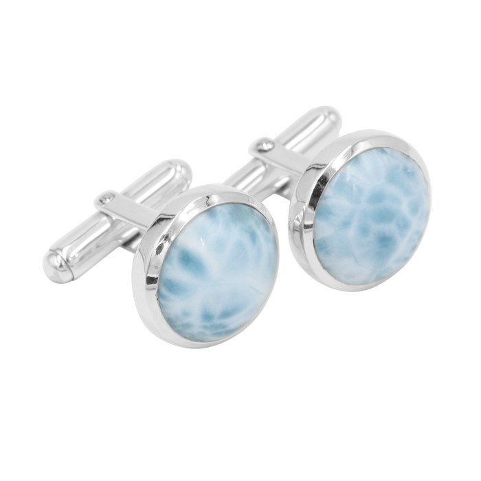 Larimar Cufflinks 925 Sterling Silver Cufflinks for Men