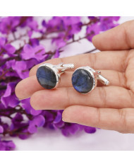 Labradorite Cufflinks 925 Sterling Silver Cufflinks for Men