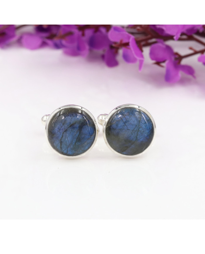 Labradorite Cufflinks 925 Sterling Silver Cufflinks for Men