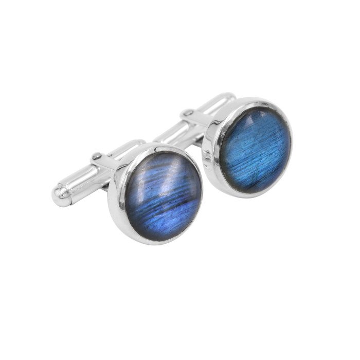 Labradorite Cufflinks 925 Sterling Silver Cufflinks for Men