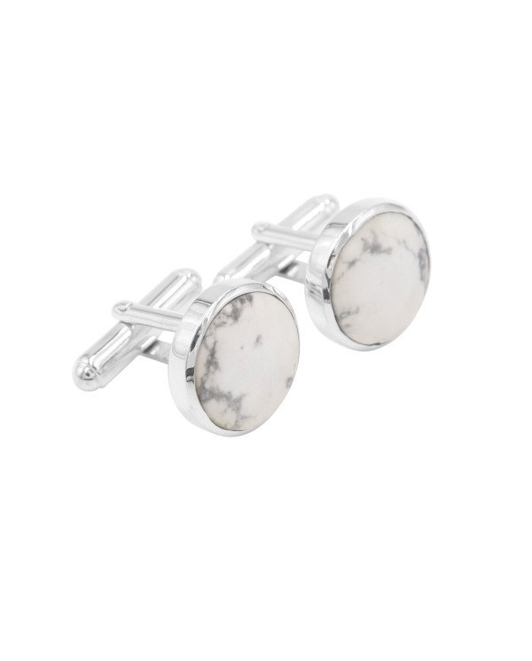 Howlite Cufflinks 925 Sterling Silver Cufflinks for Men