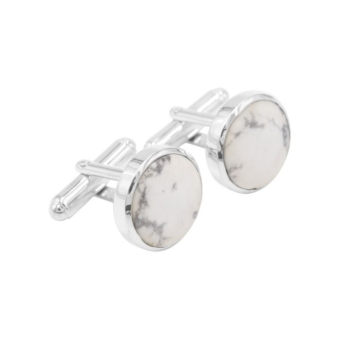 Howlite Cufflinks 925 Sterling Silver Cufflinks for Men