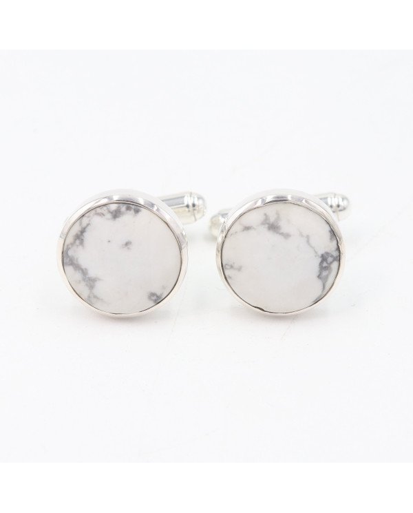 Howlite Cufflinks 925 Sterling Silver Cufflinks for Men