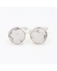 Howlite Cufflinks 925 Sterling Silver Cufflinks for Men