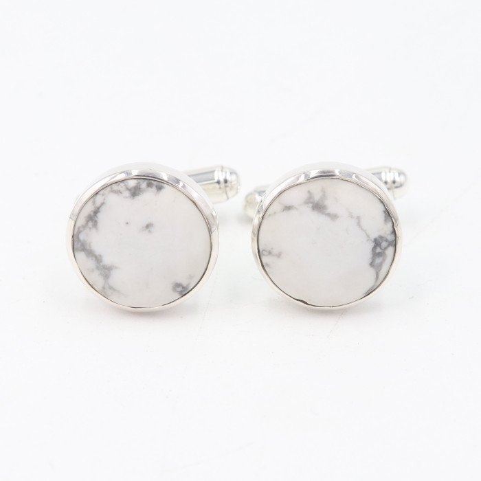 Howlite Cufflinks 925 Sterling Silver Cufflinks for Men