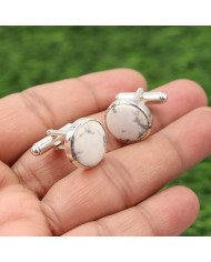 Howlite Cufflinks 925 Sterling Silver Cufflinks for Men