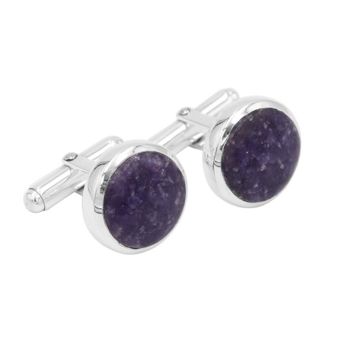 Lapidolite Cufflinks 925 Sterling Silver Cufflinks for Men