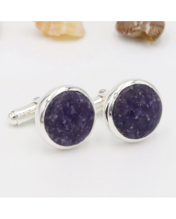 Lapidolite Cufflinks 925 Sterling Silver Cufflinks for Men