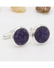 Lapidolite Cufflinks 925 Sterling Silver Cufflinks for Men